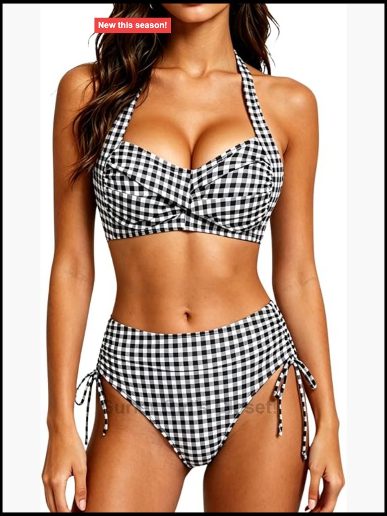 High Waisted Bikini Set 2 Piece Swimsuit Tummy Control Retro Bathing Suit
